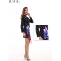 European and American Women′s Summer DOT Print Irregular Sexy Hollow Package Hip Skirt Long-Sleeved Jumpsuit Dress